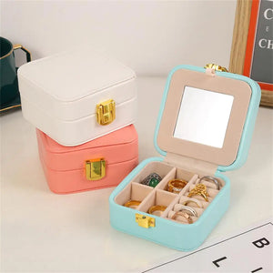 Portable Jewelry Box Travel Organizer Earrings Necklace Ring Holder
