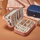 Portable Jewelry Box Two Layers Earring Ring Storage Case Travel Display