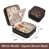 Portable Jewelry Box With Mirror Leather Storage Box Travel Jewelry Display