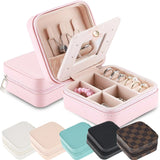 Portable Jewelry Box with Mirror Leather Storage Box