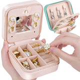 Portable Jewelry Box with Mirror Leather Storage Box