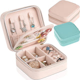 Portable Jewelry Box with Mirror Leather Storage Box