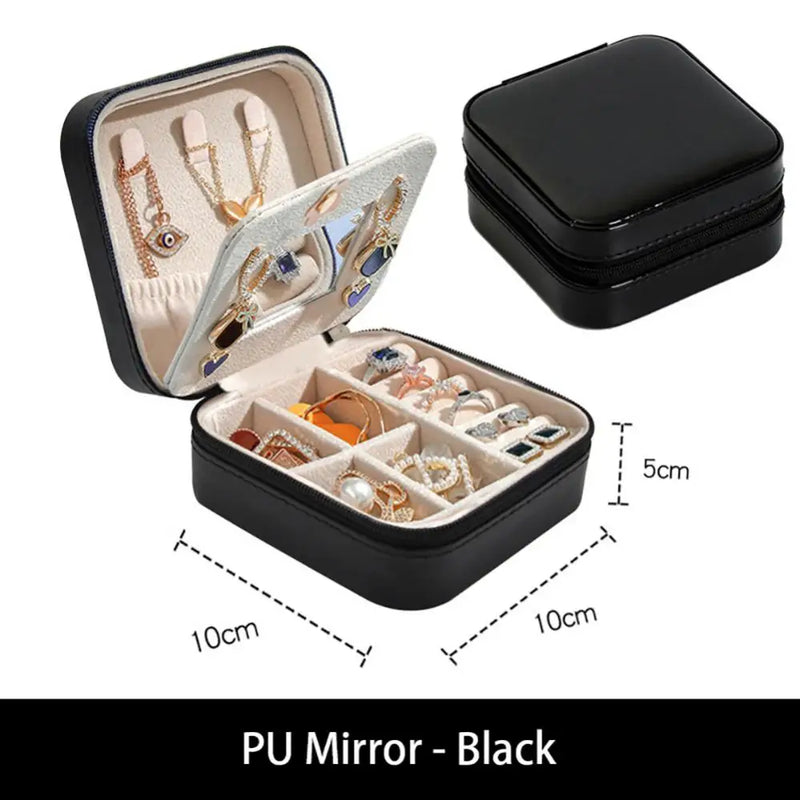 Portable Jewelry Organizer Candy PU Leather Storage Box