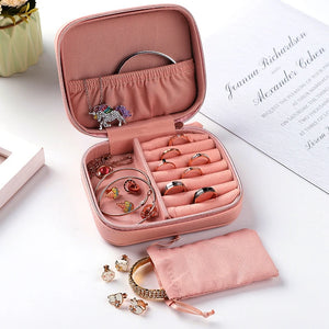 Portable Travel PU Leather Jewelry Storage Box Organizer