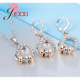 925 Silver Heart Jewelry Set Necklace Earrings Pendant