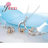 925 Silver Heart Jewelry Set Necklace Earrings Pendant