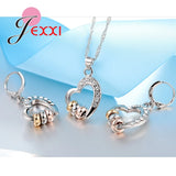 925 Silver Heart Jewelry Set Necklace Earrings Pendant
