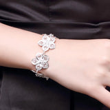 Fine Flowers Chain 925 Sterling Silver Bracelet for Women Charms Jewelry