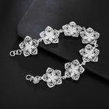Fine Flowers Chain 925 Sterling Silver Bracelet for Women Charms Jewelry