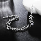 Romantic Heart Chain Charms 925 Sterling Silver Bracelet