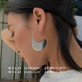 Smooth Crooked Moon S925 Silver Earrings For Women