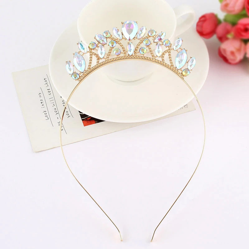 Crystal Crown Headband Bridal Wedding Tiara Colorful Exaggerated Hair Accessory