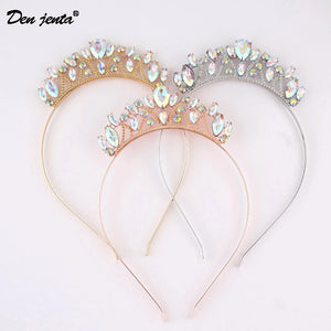 Crystal Crown Headband Bridal Wedding Tiara Colorful Exaggerated Hair Accessory