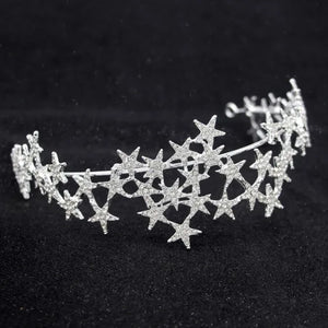 Princess Crystal Star Tiara Hair Bride Headdress Wedding Accessory