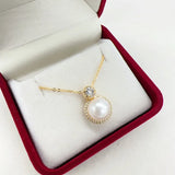 Princess Style Pearl Necklace Real Freshwater Pearl AAA Zircon 14K Filled