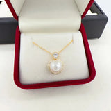 Princess Style Pearl Necklace Real Freshwater Pearl AAA Zircon 14K Filled