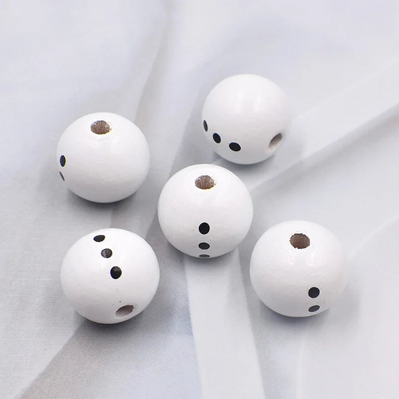 DIY 20mm Christmas Snowman Wooden Beads for Jewelry Making