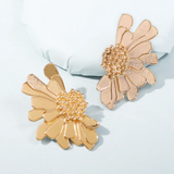Alloy Flower Earrings Retro Pattern Women Temperament Earrings