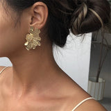 Alloy Flower Earrings Retro Pattern Women Temperament Earrings