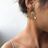 Alloy Flower Earrings Retro Pattern Women Temperament Earrings