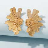 Alloy Flower Earrings Retro Pattern Women Temperament Earrings