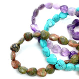 Faceted Natural Stone Love Couple Necklace & Bracelet Set