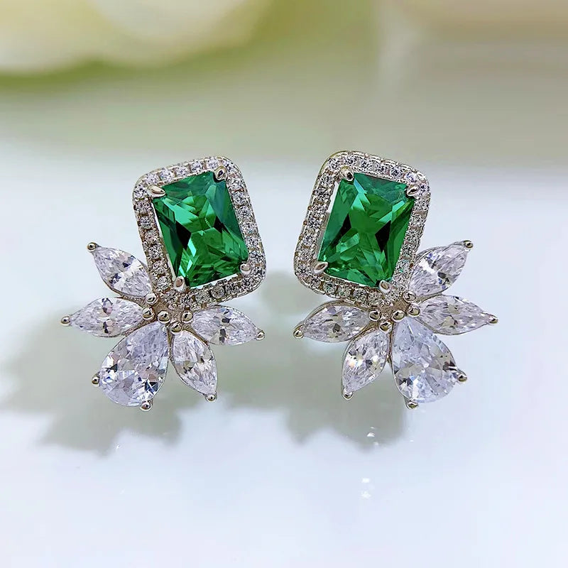 1ct Emerald Earrings European and American Style