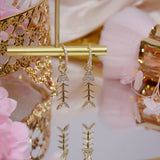 14k CZ Fish Bone Ear Buckle Earrings