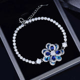 Diamond Camellia Bracelet - Women's Sparkling High Carbon Diamond Jewelry