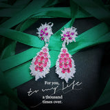 Ruby Water Drop Stud Earrings High Carbon Diamond Jewelry
