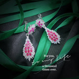 Ruby Water Drop Stud Earrings High Carbon Diamond Jewelry