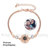 Projection Photo Flower Bracelet for Couples
