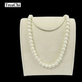 Beige Velvet Jewelry Display Rack Wooden Necklace Pendant Bead Chain Organizer