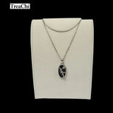 Beige Velvet Jewelry Display Rack Wooden Necklace Pendant Bead Chain Organizer