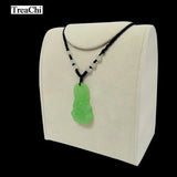 Beige Velvet Jewelry Display Rack Wooden Necklace Pendant Bead Chain Organizer