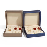 PU Leather Jewelry Set Box Ring Pendant Earring Holder Storage