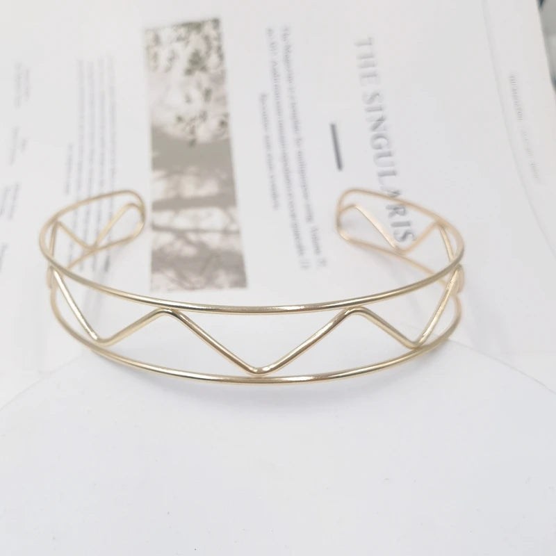 Punk Silver Geometric Choker Necklace For Women