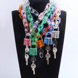 Pink Acrylic Chain Lock Pendant Necklace for Women Girl