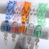 Pink Acrylic Chain Lock Pendant Necklace for Women Girl