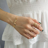 Punk 925 Silver Gold Polished Coin Chain Bracelet Tassel