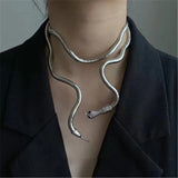 Punk Bendy Alloy Snake Necklace & Bracelet Set