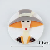 Punk Sunhat Lady Brooch Pins Acrylic Lapel Pins Jewelry