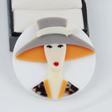 Punk Sunhat Lady Brooch Pins Acrylic Lapel Pins Jewelry