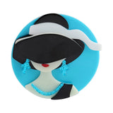 Punk Sunhat Lady Brooch Pins Acrylic Lapel Pins Jewelry