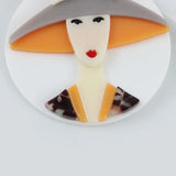 Punk Sunhat Lady Brooch Pins Acrylic Lapel Pins Jewelry