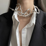Punk Soft Alloy Foldable Necklaces Multilayer Metal Snake Necklace Bracelet
