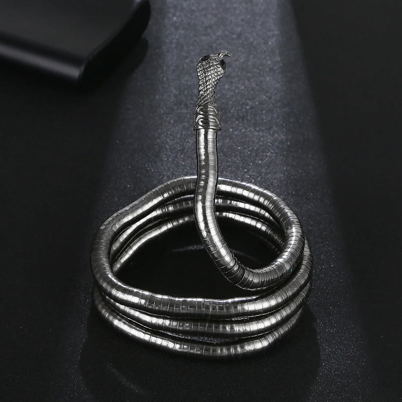 Punk Soft Alloy Foldable Necklaces Multilayer Metal Snake Necklace Bracelet