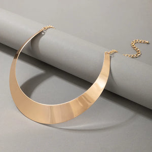 Geometric Metal Choker Necklace Round Circle Torques Collar Jewelry