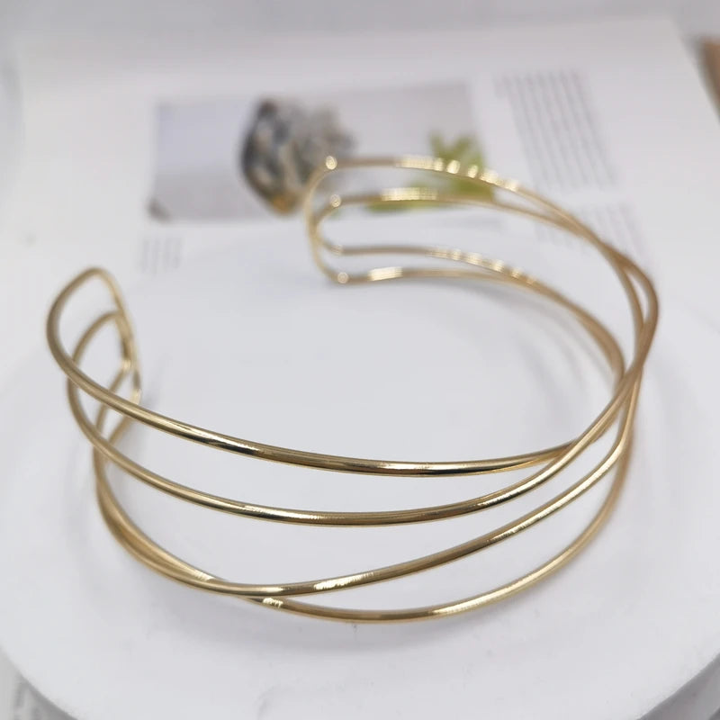 Punk Silver Torques Choker Necklace Vintage Metal Collar Choker