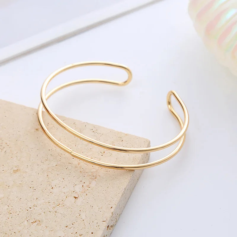 Punk Silver Torques Chokers Set Women Double Metal Line Necklaces